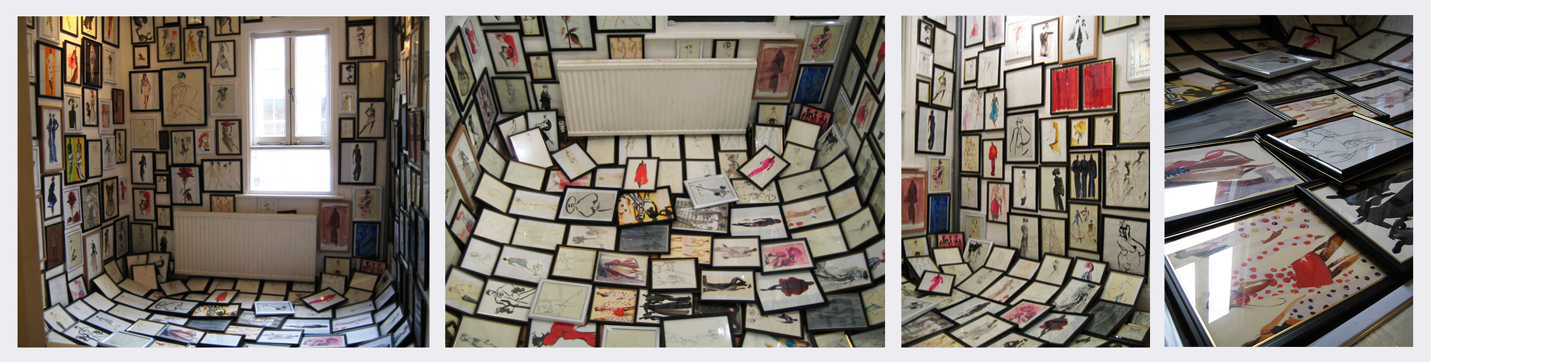 Dressing Room (Up To The Minute Past)  (2009)   (Dimensions variable)   Framed fashion illustrations by the artist.