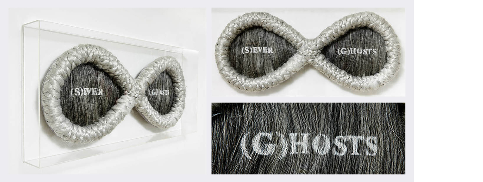 Ever Hosts  (2015)   (55cm x 120cm)   Horsehair  /  acrylic hair extensions  /  aerosol spray  /  padded eternity hoop.