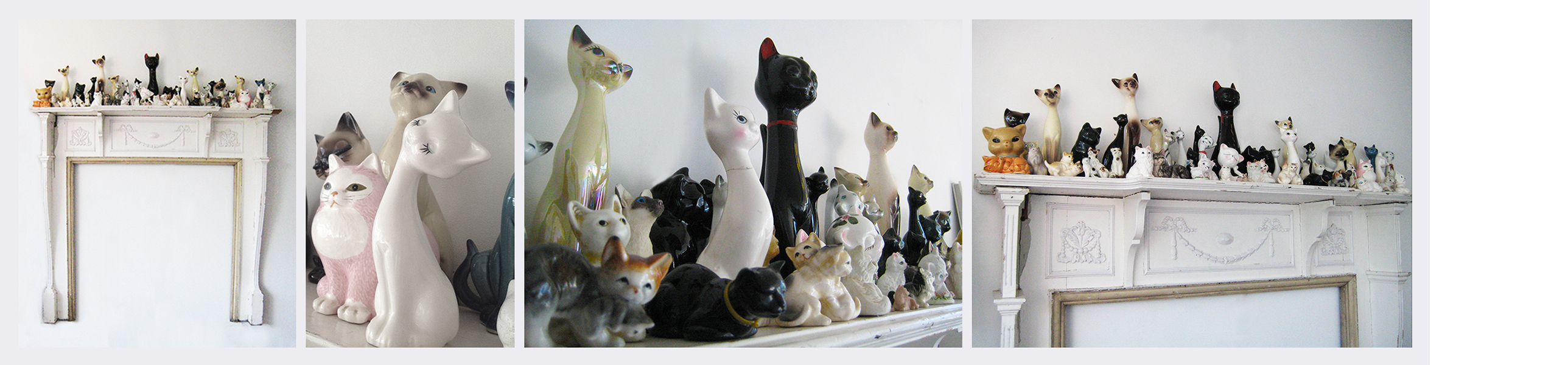 Feral  (2006 - 2014)   (153cm x 153cm)   Ceramic cats  /  Victorian mantle.
